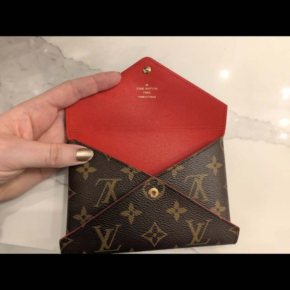 🎁$650Auth LVMonogram Canvas Wallet Pouch - Brown & Red Never Used!!